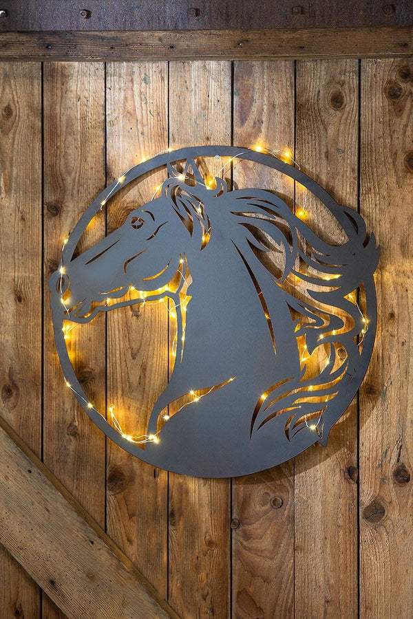 Set van 2 metalen wandreliëf "paardenkop" in donkerbruin - elegante wanddecoratie