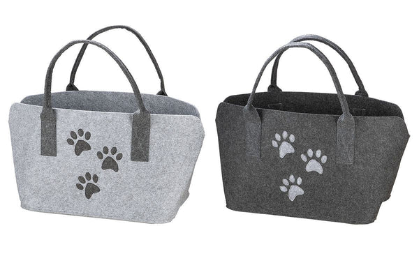 Felt bag in dark gray or gray "cat's paws" shopper tote bag, handbag, gift, shopping bag, animal love, cat love 40cm Kitty