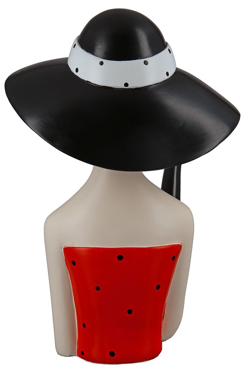 Polyfiguur DAME met rode of zwarte hoed handbeschilderd