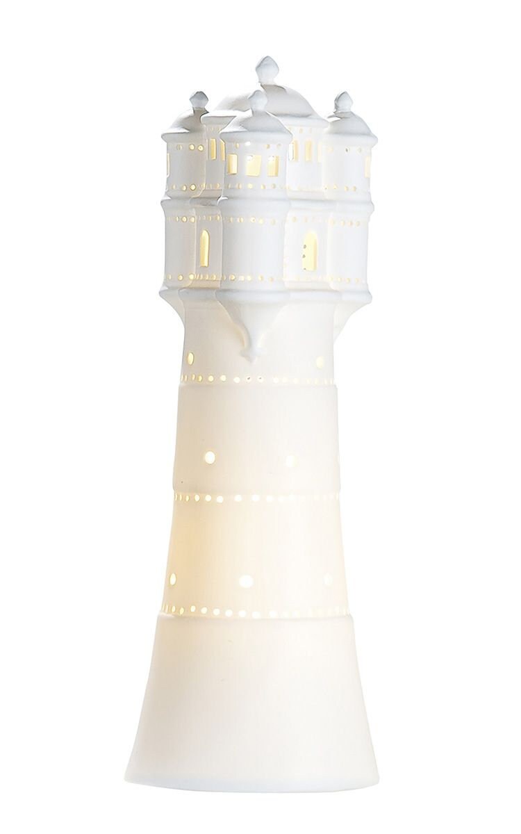 Porseleinen dessertlamp LEUCHTTURM zeelichtkap 35cm hoogte wit decoratie
