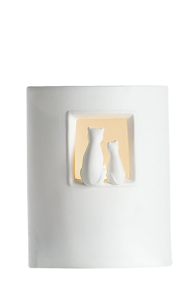 Porseleinen bedlamp MIAU lampenkap 22cm hoog wit decoratie
