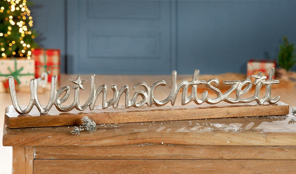 Hoogwaardige houten letters Kersttijd naturel van mangohout Letters van aluminium Kerst-winterdecoratie Advent