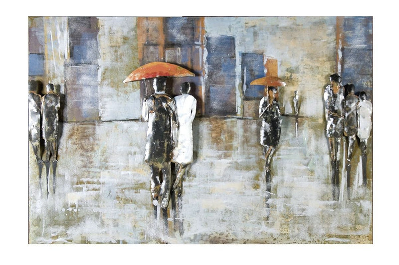 Metal picture "Rainy day" 120x80cm handmade 3D effect art object