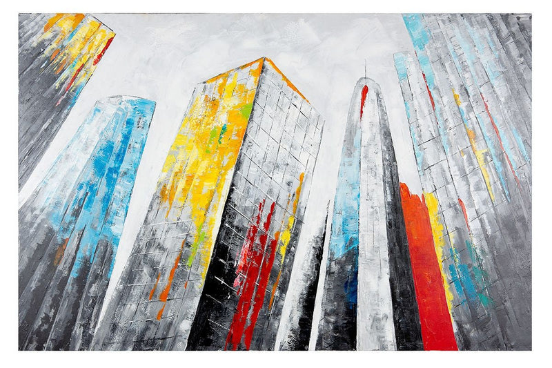 Colorful hand-painted painting "Big Apple" - an artistic statement with urban flair