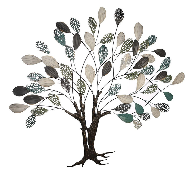 TREE wall decoration - 3D metal decoration with leaf objects and tree of life optics