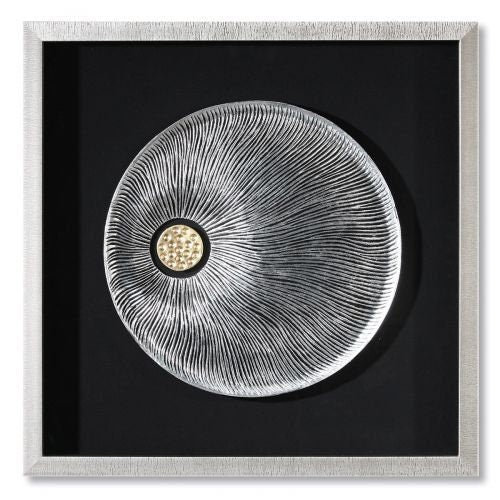 Handgemaakt kunstwerk "Pandorra" - hout, glas en metaal in zilver-goud-zwart