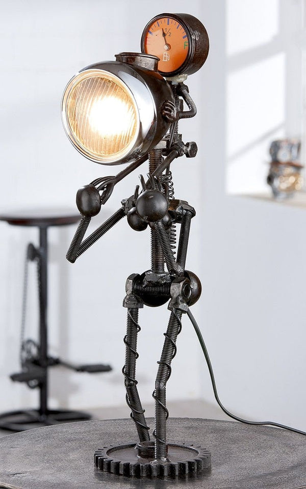 MF metalen lamp MOEDER KIND lamp kind zilverkleurig kind op schouders handgemaakt hoogte 58cm decoratieve lamp bureaulamp