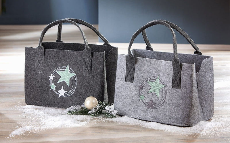 Felt bag inStarlight Shopper carrying bag, handbag, gift, shopping bag, stars in white/mint