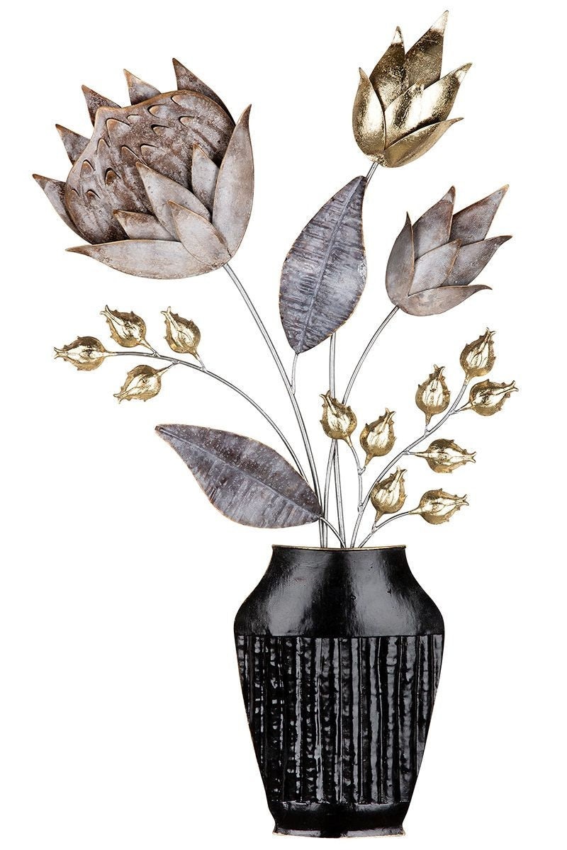 Eleganz trifft auf Funktion - Das Wandrelief Vase mit Blumenstrauß "GIRONA" 2-er Set