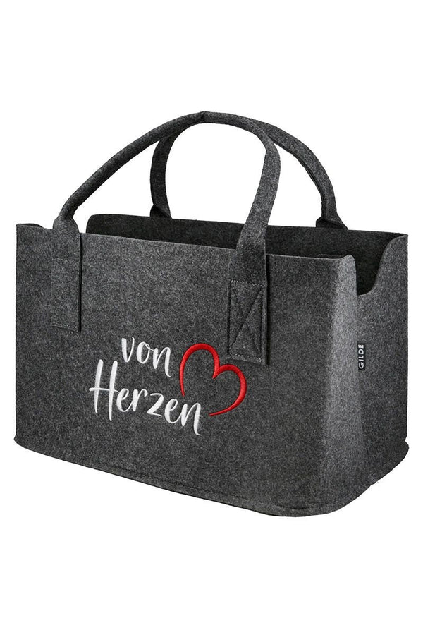 MF vilten tas uit het hart shopper tote tas, handtas, cadeau, boodschappentas, romantisch, hartliefhebbers 40cm vilt