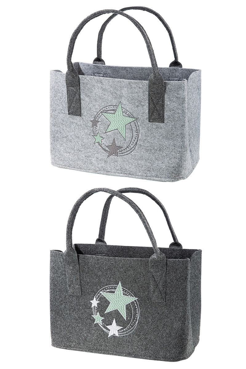 Felt bag inStarlight Shopper carrying bag, handbag, gift, shopping bag, stars in white/mint