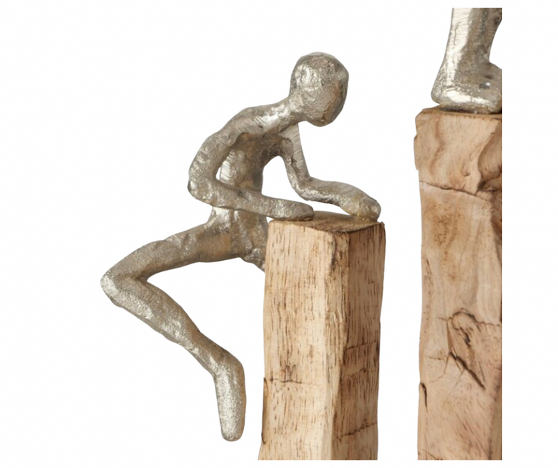 Decoratief display Klimmen - Uniek symbool voor overwinnen en succes Handgemaakt van aluminium en hout
