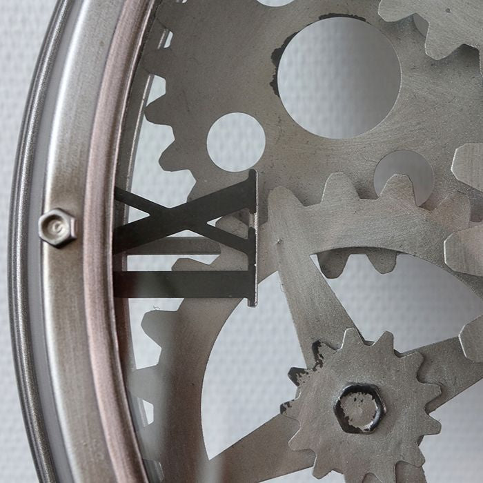 Metal wall clock LOFT with rotating gears 50cm 
