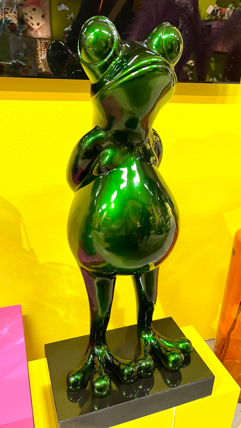 Casablanca by Green Metallic Frog Sculpture Height Handmade 68cm Gilde