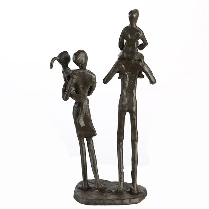MF Megafuchs Handgefertigt Dekofigur Skulptur "My Family" aus Eisen brüniert Familie Dekoobjekt Höhe 22cm mit Spruchanhänger