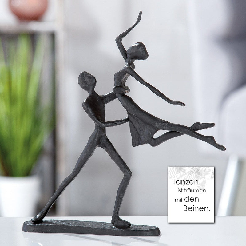 Exclusive handmade design sculpture dancing couple made of burnished iron height 17.5 cm dance with lifting figure love gift couple dancing