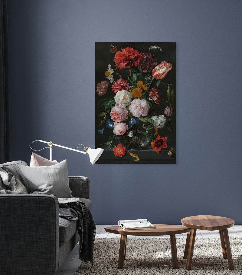 Premium Qualität Ein zeitloses Kunstwerk zum Verlieben - Das Stilleben mit Blumen in einer Glasvase von Jan Davidsz. de Heem